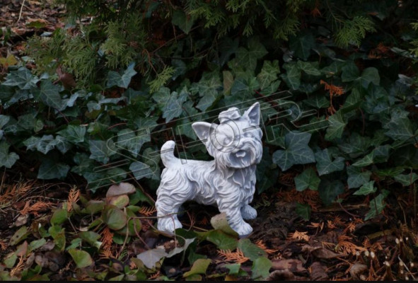 Gaart Dekoratioun Hond Wäiss Terrass Steen Figuren Dekorativ Statue Figur