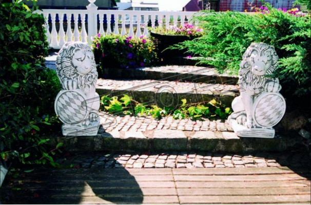Gaart Dekoratioun Léiw Statue Natur Skulptur Figuren Skulpturen Designer