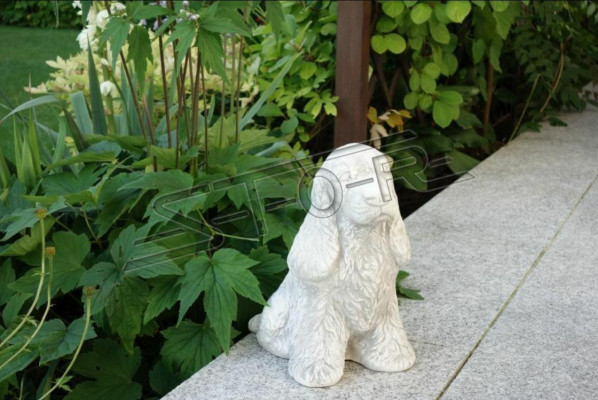 Gaart Dekoratioun Wäiss Hond Terrass Steen Figur Figuren Dekorativ Statuett
