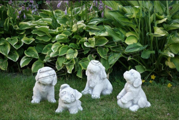 Gaart Dekoratioun Wäissen Hond Terrass Steen Figuren Dekorativ Statu Figur
