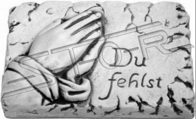 Grab Text Du Fehlst Grabschmuck Steen Dekoratioun Figur Statue Buch
