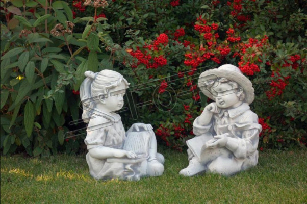 Meedchen Sëtzfigur Statu Dekorativ Figuren Skulptur Statuen Gaart