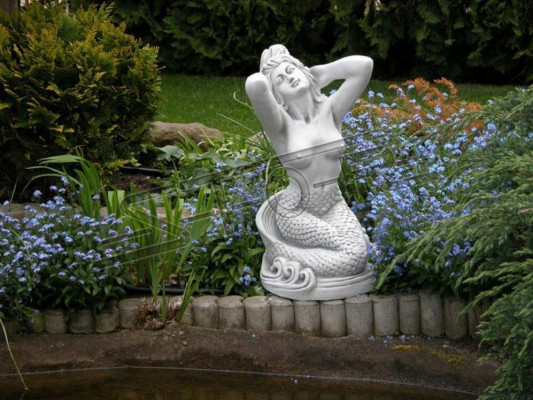 Seejungfra Waasserfigur Statue Figuren Skulptur Gaart Dekoratioun