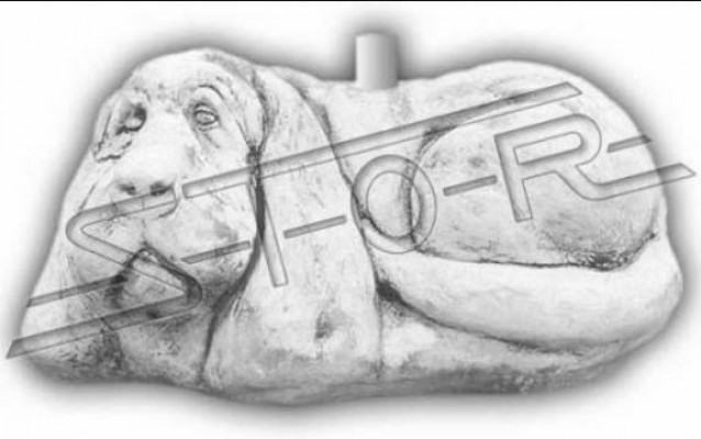Parapluestänner Sonneschirm Sockel Fouss Hond Figur Statu Gaart