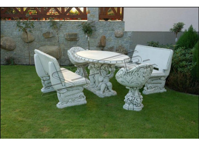 Stull Stull Fautuell Gaart Miwwelen Troun Steen Figur Statu Antik Stil