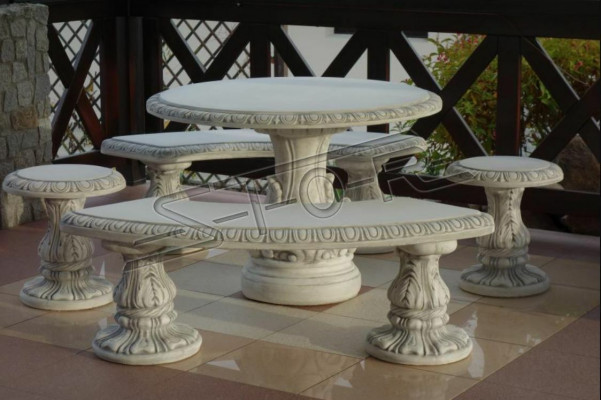 Stee Dësch Terrass Gaart Dekor Miwwelen Edel Antik Stil Design Dëscher