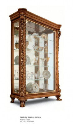 Vitrinenschief Vitrine Holz Luxus Glasschaf Schaf Braun Barock