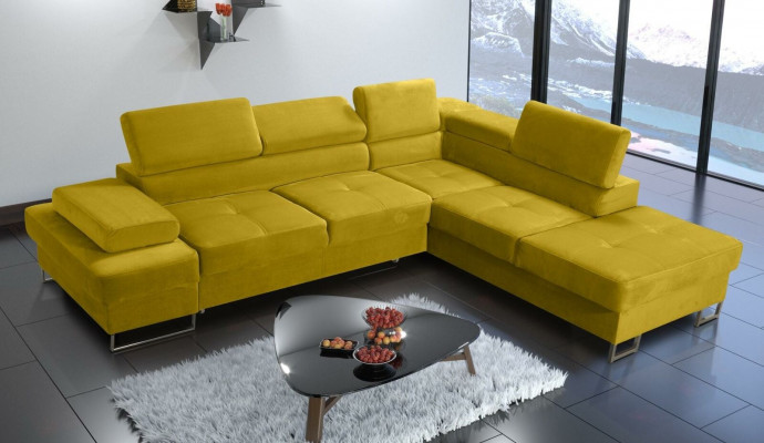 Eckcouch Polsterung Canapé Stoff Wunnzëmmer L-Form Modern Giel Design Canapéen Nei