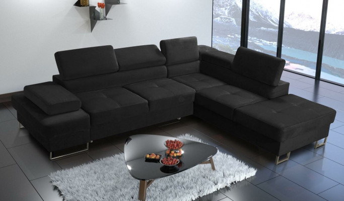 Eckcouch Polsterung Canapé Stoff Wunnzëmmer L-Form Modern Giel Design Canapéen Nei