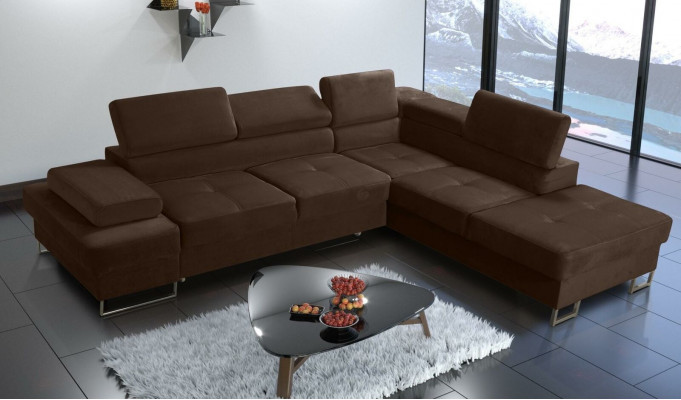 Eckcouch Polsterung Canapé Stoff Wunnzëmmer L-Form Modern Giel Design Canapéen Nei