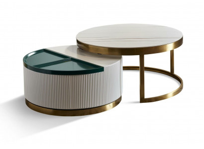Bäitellcouchdësch Ronnd, Dëscher Ronn, Sofa, Metall, Luxus, Glas, Designer
