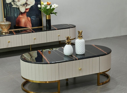 Canapé Dësch Dëscher Oval Canapé Nei Metall Holz Säitendësch Designer Wunnen