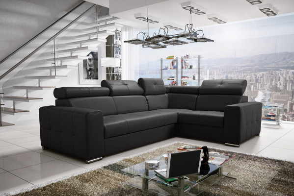 Canapé Ecksofa Couch Polsterung Wunnzëmmer Lieder L-Form Nei Modern Schwaarz Design Canapéen