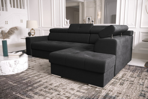 Eckcouch L Form Couch Polsterung Wunnzëmmer Couche Sofa Modern Schwaarz Design