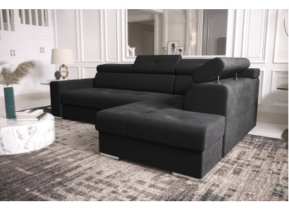 Eckcouch L Form Couch Polsterung Wunnzëmmer Couche Sofa Modern Schwaarz Design