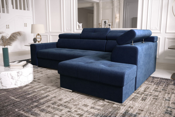Eckcouch L Form Couch Polsterung Wunnzëmmer Couche Sofa Modern Schwaarz Design