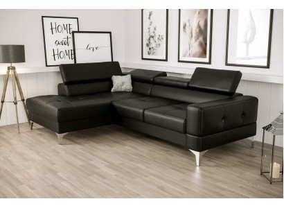 L-Form Miwweldesign Schwaarzt Lieder Holz Neien Modern Luxus Italien Eckcouch Sofae.