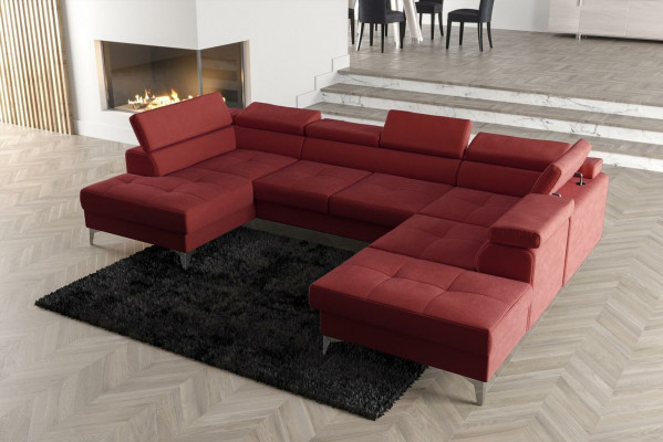 Modernen Design Gepolstert Couch Wunnzëmmer Ecksofa U-Form Lieder Holz Nei