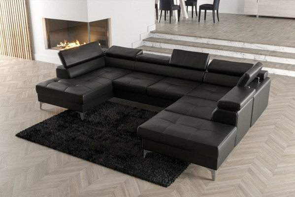 Modernen Design Gepolstert Couch Wunnzëmmer Ecksofa U-Form Lieder Holz Nei