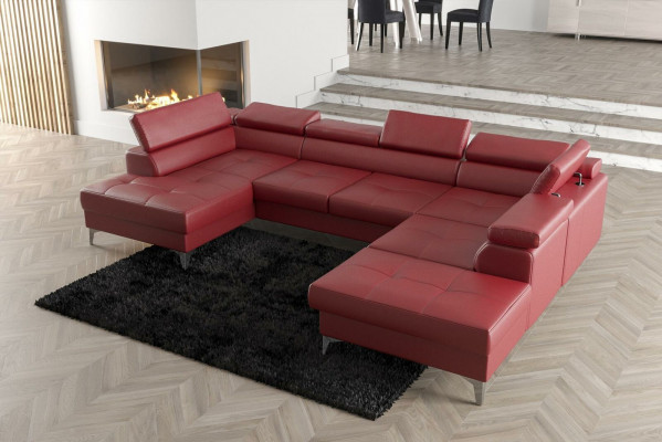 Modernen Design Gepolstert Couch Wunnzëmmer Ecksofa U-Form Lieder Holz Nei