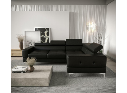 Multifunktioun Sofacouch Eckpolsterung Wunnzëmmer L-Form Schwaarz Modern Luxus