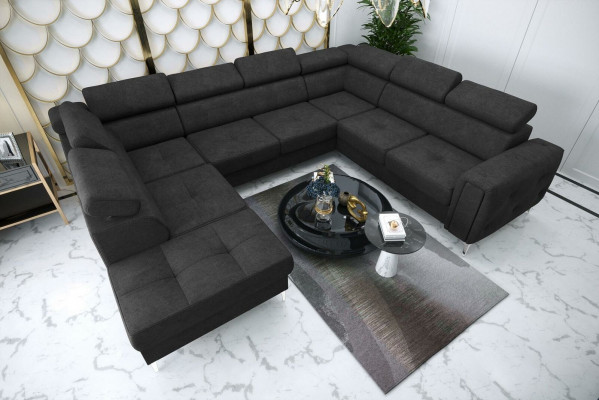 Sofa U-Form Stoffsofa Couch Wunnlandschaft Design Modern Lëder Sofas Bruan Nei