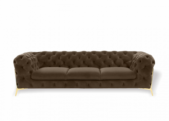 Chesterfield 3-Sëtz-Couch Polster Textil Couches Sëtz Wunnzëmmer Sofa Samt Neit