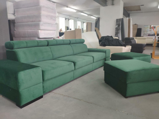 Design XXL Canapé Sofa 4 - Sitzer Couch Lieder Polster Wäiss Luxus Sofa Véiers etzen