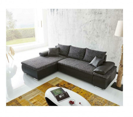 Ecksofa L-Form Sofa Canapé Design Schloofcanapé Polster Bettfunktioun Textil