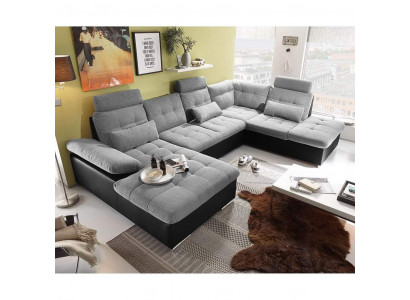 Eckcouch Stoff U-Form Schloffunktion Canapé Design Polster Textil Lieder Eck