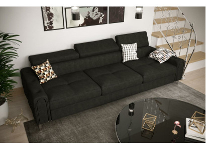 Sofa 3-Sëtzer Textil Lieder Sofas Couch Polster Luxus Miwwel Moderne Dräisëtzer