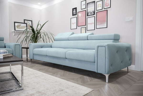 Sofa 3-Sëtzer Textil Lieder Sofas Couch Polster Luxus Miwwel Moderne Dräisëtzer