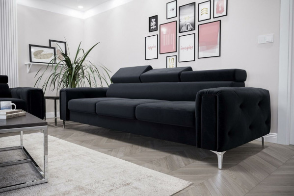 Sofa 3-Sëtzer Textil Lieder Sofas Couch Polster Luxus Miwwel Moderne Dräisëtzer