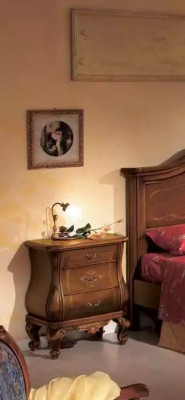 Brongen Schlofzëmmer Set Bett 2x Nuetsdëscher Kommode Spigel Klassesch