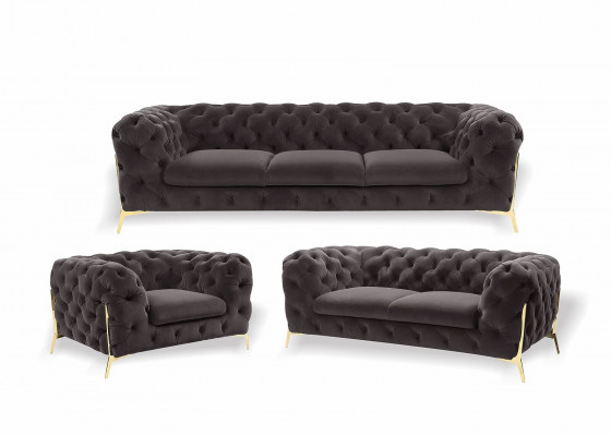 Chesterfield Canapé Polster Sëtz Garnitur 3+1+1 Sëtzer Samt Designer Canapéë Nei