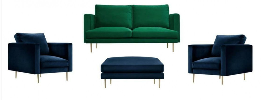 Canapé-Set Gréng Hocker Fauteuil Wunnzëmmer Grupp Miwwelen Textil Stoff Sofa Nei