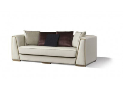 Wäiss Ledersofa Garnitur Designer 3+2 Sëtz Deko-Couchen Set 2-Delg.