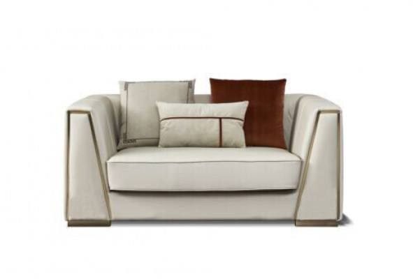 Wäiss Ledersofa Garnitur Designer 3+2 Sëtz Deko-Couchen Set 2-Delg.