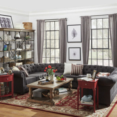 XXL Grouss Chesterfield Wunnlandschaft Couch Sofa Polstersëtzt Eck Sëtz U Form Sofaen Neit
