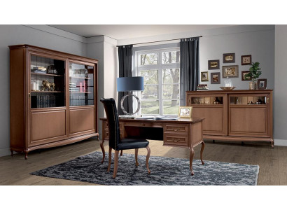 Büro Miwwelen Regal Schreifdësch Kommode Fotell Vitrinn Komplett 4-Stéck Set