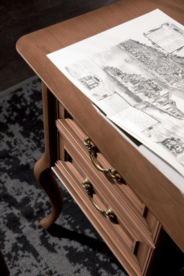 Büro Miwwelen Regal Schreifdësch Kommode Fotell Vitrinn Komplett 4-Stéck Set