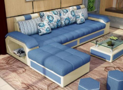 Stoff Ecksofa L-Form Eck Polstersofa Sëtz Design Canapé Sofas Wunnlandschaft Canapé