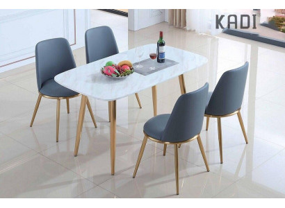 Komplett Set Iessdësch + 4 Still Iesszëmmer Set Iess Grupp Dëscher 5tlg