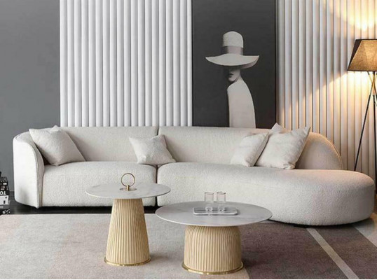 Sofa L-Form Sofa Wunnlandschaft Relax Sëtz Design Couche Lounge Sofas Textil Nei