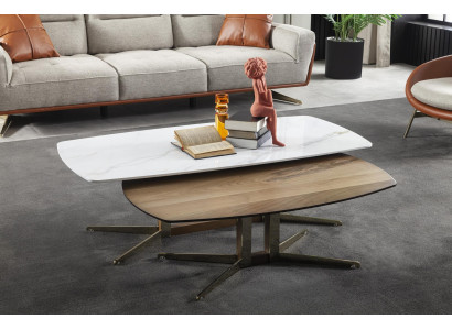 Dësch Couchtisch Set 2x Dëscher Luxus Miwwelen Wunnzëmmer Design Holzdësch 2teilig.
