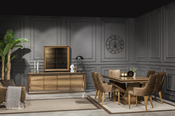 Luxus Iessdësch 207x101cm Dësch Elegante Iesszëmmer Still Holzdësch Miwwelen
