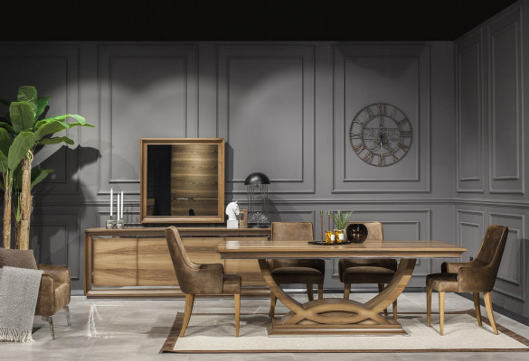 Luxus Iessdësch 207x101cm Dësch Elegante Iesszëmmer Still Holzdësch Miwwelen