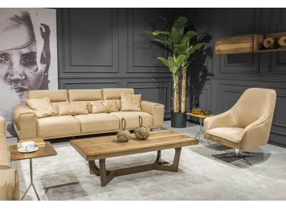 Sofagarnitur 3+1 Sëtz Couch Polster Dësch Sofa Dësch 3 Deeler Miwwel Set