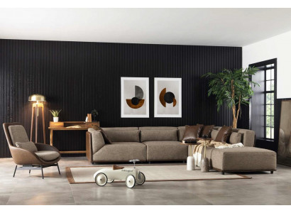 Wunnlandschaft Eckcouch Polsterméiwël Eckgarnitur Sofa Stoffsofa