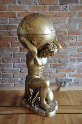 Antik Stil Klassesche Globus Atlas Minibar Bar Wäiregal Statue Skulptur Deko